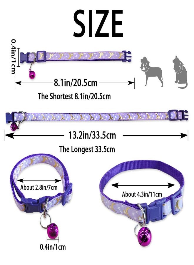 Yitexin 5 PCS Adjustable Moons and Stars Kitten Collars with Bell, Perfect for Pet Supplies, Safety Buckle (5 Colors) - Image 2